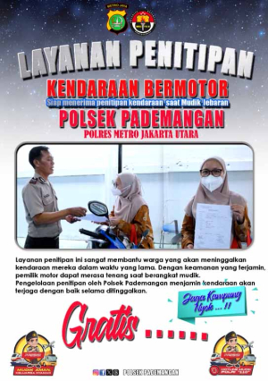 Polsek Pademangan Sediakan Layanan Penitipan Kendaraan, Warga Bisa Mudik dengan Tenang