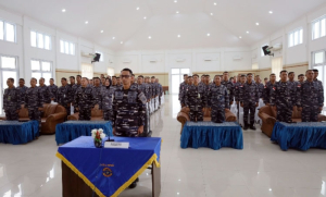 Prajurit Lanal Dumai Ikuti Virtual Exit Briefing, Pangkoarmada I Tekankan Kesiapan Operasional