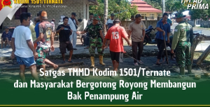 Satgas TMMD Kodim 1501/Ternate Bangun Bak Penampung Air di Desa Lako Akediri
