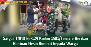 Satgas TMMD Kodim Ternate Bantu Mesin Rumput Pada Warga