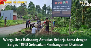 Warga Balisoang Kompak Bangun Drainase Bareng TNI di TMMD ke-124