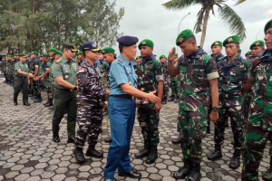 Danlanal Bintan Hadiri Penyambutan 498 Prajurit Muda Yonif TP 849/Beladau Sakti di Mentigi