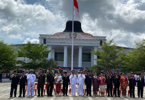 Lanal Nias Ikuti Upacara HUT ke-80 RI, Prajurit Tersebar di Seluruh Penjuru Pulau Nias