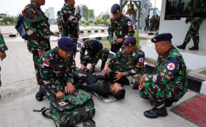 Simulasi Tegang di Dumai, Satu Kompi Pasukan Lanal Dikerahkan Hadapi Aksi Massa