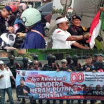 Brimob Batalyon D Pelopor dan Aliansi Ormas Bekasi Bagikan 1.000 Bendera Merah Putih Sambut HUT RI ke-80