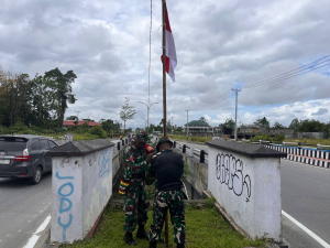 Kodim 1710/Mimika Semarakkan Bulan Kemerdekaan, Merah Putih di Jalan Cenderawasih
