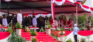 Kodim 1710/Mimika Ikuti Upacara HUT Ke-80 RI di Kantor Pusat Pemerintahan Mimika