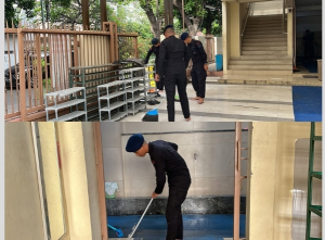 Batalyon B Pelopor Brimob PMJ Tebar Kebaikan Lewat Bersih-Bersih Masjid Al-Huda