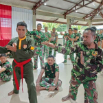 Kodim 1710/Mimika Asah Ketangkasan Prajurit Lewat Latihan Pencak Silat Militer