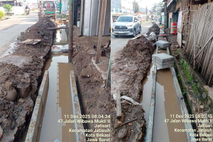 U-Ditch Dipasang Saat Galian Masih Tergenang, Pengawasan DBMSDA Bekasi Dipertanyakan