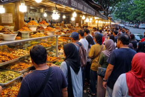 Jalan Kramat Senen Dipadati Pemburu Takjil Khas Minang