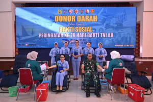 Lanud Sultan Hasanuddin Gelar Donor Darah Sambut Hari Bakti TNI AU