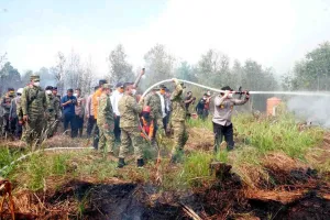 Danlanud Sjamsudin Noor Pimpin Pemadaman Karhutla di Kalimantan Selatan