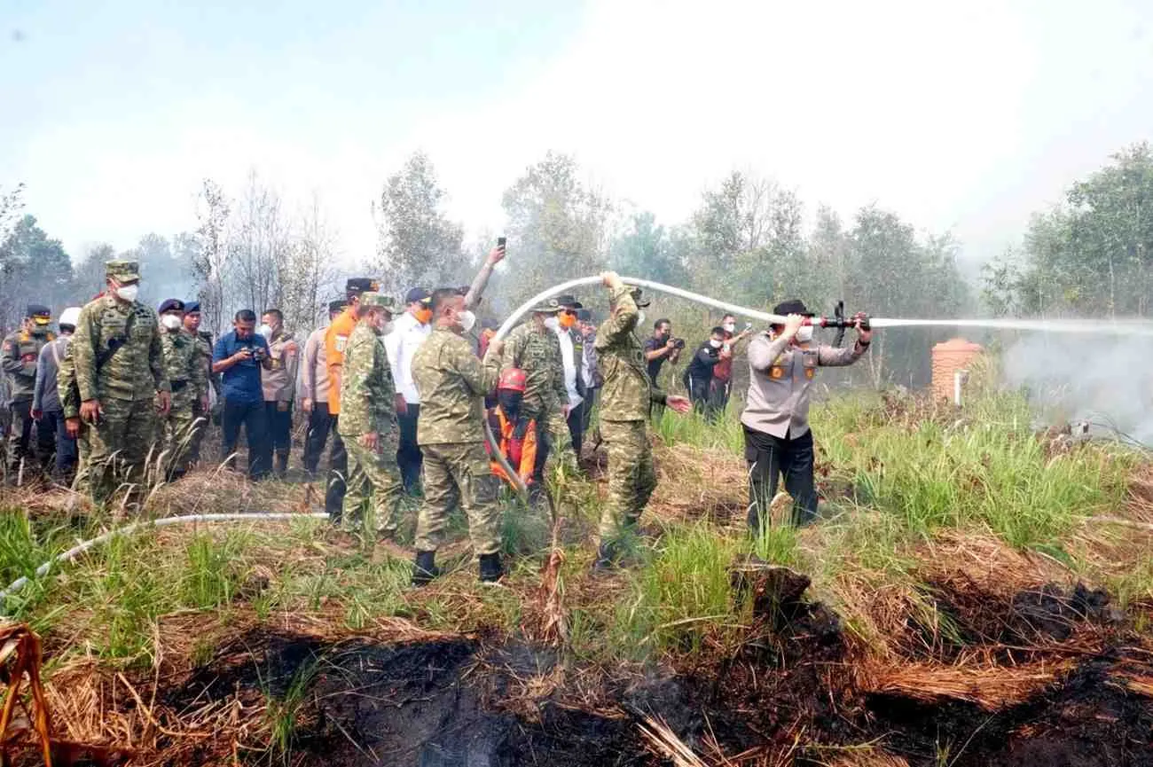 Danlanud Sjamsudin Noor Pimpin Pemadaman Karhutla di Kalimantan Selatan