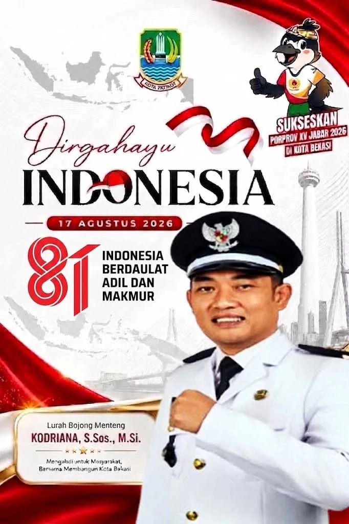 Lurah Bojong Menteng, Kodriana, S.Sos., M.Si., Ucapkan Selamat HUT RI ke-81